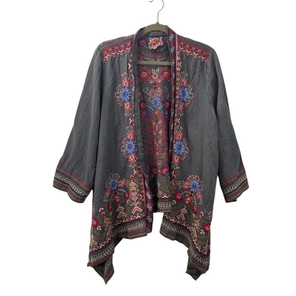 Johnny Was Women’s XL Frederique Draped Cardigan Embroidery Linen Blend - Picture 9 of 16